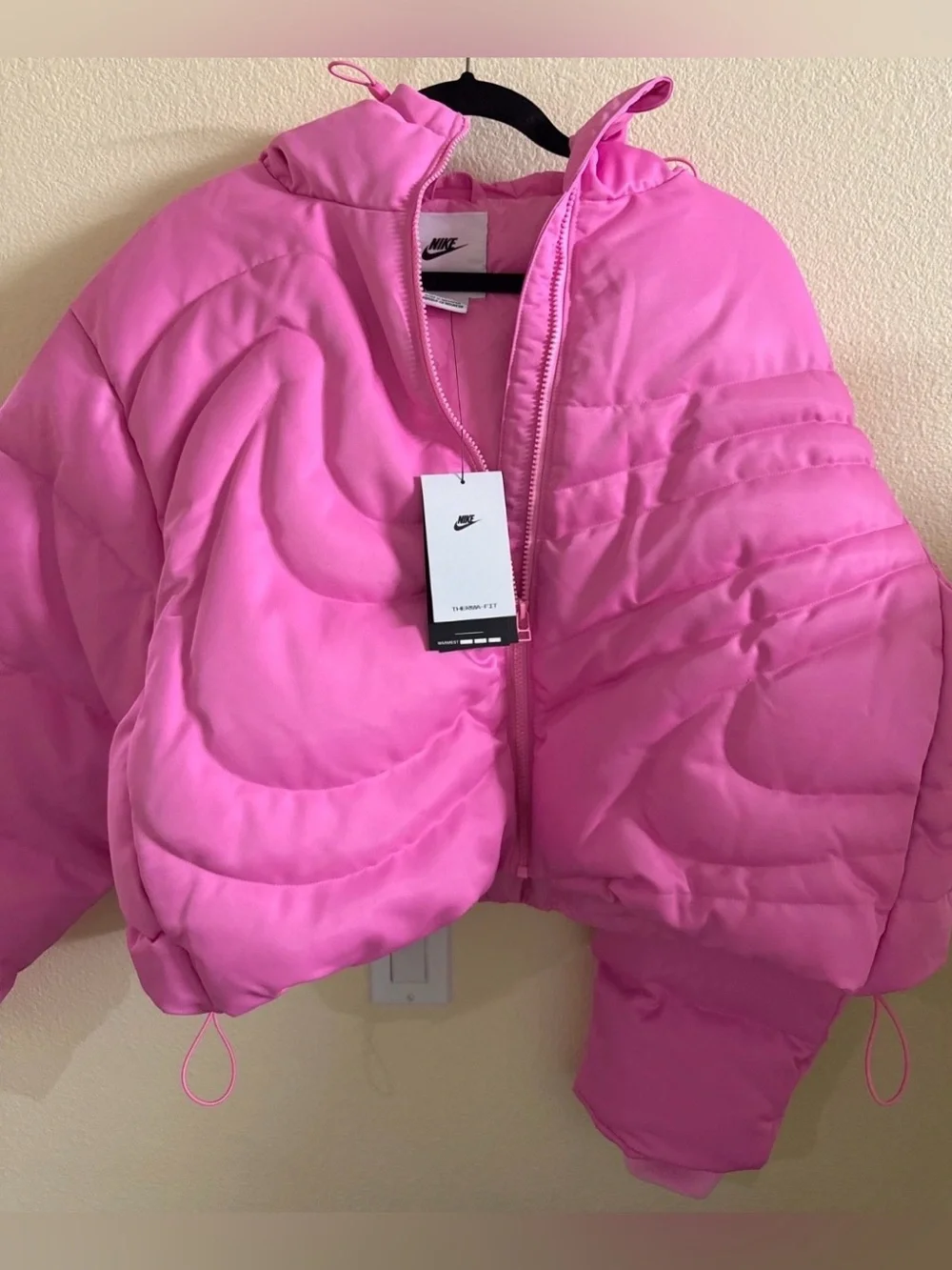 Nike Sportswear Swoosh Series Therma-Fit Down Puffer Jacket Barbie Pink SZ S NWT